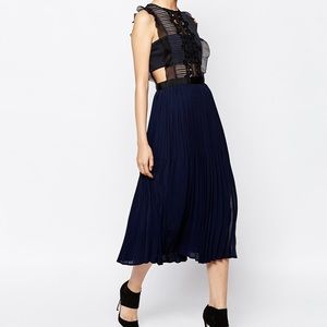 SELF PORTRAIT Lace Pleated Midi Dress